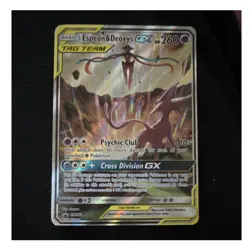 Pokemon Espeon & Deoxys GX TAG TEAM Promo Holo Card SM240 260 HP Psychic Club - Image 1