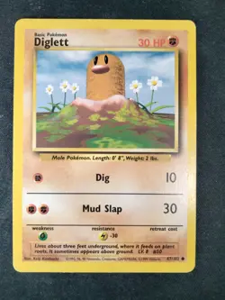 Pokemon TCG Diglett Base Set 47/102 - Error Card (Fight symbol rotated) - Image 1