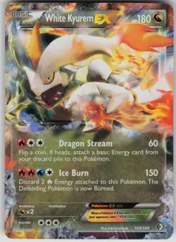 Pokemon TCG White Kyurem EX Ultra Rare Boundaries Crossed 103/149 - Image 1