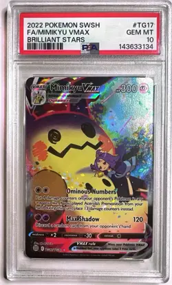 2022 Pokemon SWSH FA/MIMIKYU VMAX #TG17 BRILLIANT STARS PSA Gem MT 10 - Image 1