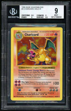 1999 Pokemon Charizard HOLO R Base Shadowless BGS 9 - Image 1