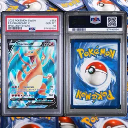 2022 POKEMON SWORD & SHIELD BRILLIANT STARS #153 FULL ART/CHARIZARD V PSA 10 - Image 1