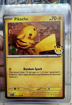 Pikachu Pokemon Day 2026 Promo Cosmo Holo w #9 Swirl NM - Image 1