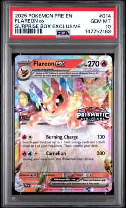 2025 Pokemon Prismatic Evolutions FLAREON ex #14 Surprise Box PSA 10 Gem Mint - Image 1