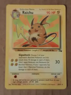 Pokemon Raichu 29/62 Fossil Rare LP See Pictures - Image 1