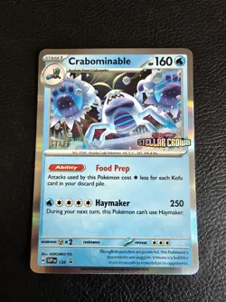 Pokemon TCG - Crabominable SVP 134 Stellar Crown Stamped Prerelease STAFF Promo - Image 1