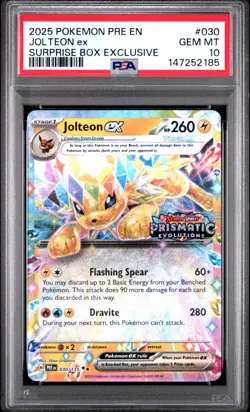 2025 Pokemon Prismatic Evolutions JOLTEON ex #30 Surprise Box PSA 10 Gem Mint - Image 1