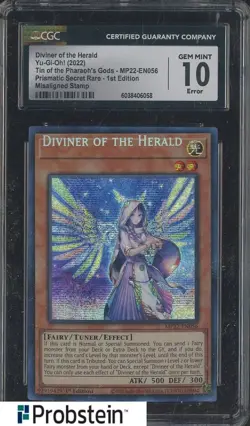 2022 Yu-Gi-Oh! 1st Edition MP22 Misaligned Stamp Diviner of the Herald CGC 10 - Image 1