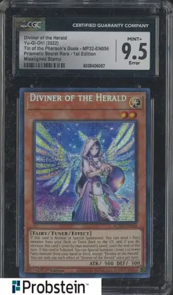 2022 Yu-Gi-Oh! 1st Edition MP22 Misaligned Stamp Diviner of the Herald CGC 9.5 - Image 1