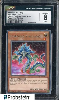 2021 Yu-Gi-Oh! 1st Edition KICO Misaligned Stamp EN033 Stardust Xiaolong CGC 8 - Image 1