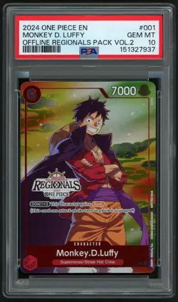 ONE PIECE MONKEY D. LUFFY 2024 OFFLINE REGIONALS PACK 2024 VOL.2 #001 PSA 10 - Image 1