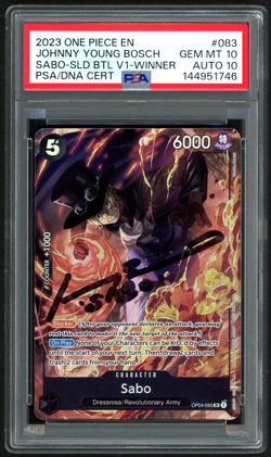 ONE PIECE PROMOS SABO SLD BATTLE V1-WINNER SIGNED-JOHNNY BOSCH PSA 10/AUTO 10 - Image 1