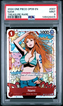 ONE PIECE NAMI 2024 OP06-WINGS OF THE CAPTAIN #007 TREASURE RARE PSA 9 - Image 1