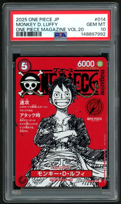 ONE PIECE MONKEY D. LUFFY 2025 JPN PROMOS MAGAZINE VOL.20 #014 PSA 10 - Image 1