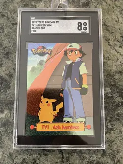 SGC Grade 8 Ash Ketchum FOIL #TV1 1999 Topps Pokemon Series 1 Character Cards - Image 1