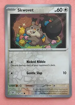 Skwovet~Cute Pokemon Cards~Soft White & Cream Gallery~ Pokemon Eating~ Foodie~ - Image 1