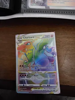 Pokemon TCG Charizard VSTAR Rainbow Secret Rare Card Brilliant Stars 174/172 NM - Image 1