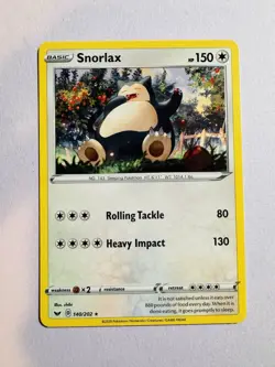 Pokemon TCG Snorlax Non Holo Rare Card 140/202 Sword & Shield - Image 1