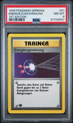 PSA 8 ENERGIEZUGEWINNUNG 81 1ST EDITION GERMAN BASE SET 1999 POKEMON VINTAGE - Image 1