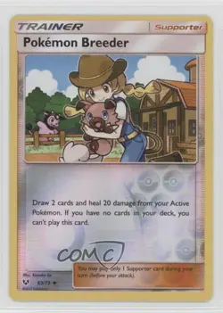 Pokemon Breeder Reverse Foil Pokemon Sun & Moon Shining Legends #63 - Image 1