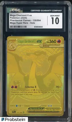 2025 Pokemon Phantasmal Flames Mega Hyper Rare #130 Mega Charizard X ex CGC 10 - Image 1