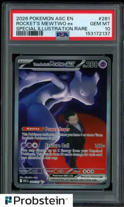 2026 POKEMON ASC EN-ASCENDED HEROES #281 TEAM ROCKET'S MEWTWO EX PSA 10 - Image 1