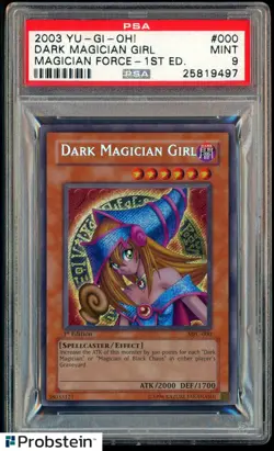 2003 Yu-Gi-Oh! MFC Magician Force 1st Edition #000 Dark Magician Girl PSA 9 - Image 1