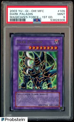 2003 Yu-Gi-Oh! MFC Magician Force 1st Edition #105 Dark Paladin PSA 9 MINT - Image 1