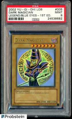 2002 Yu-Gi-Oh! LOB 1st Edition #005 Dark Magician PSA 9 MINT - Image 1