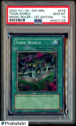 2002 Yu-Gi-Oh! MRL Magic Ruler 1st Edition #076 Toon World PSA 10 GEM MINT - Image 1