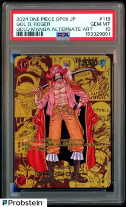2024 One Piece JPN OP09-Gold Manga Alt Art #118 Gol D. Roger PSA 10 GEM MINT - Image 1