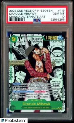 2026 One Piece OP14-EB04 EN Manga Alternate Art #119 Dracule Mihawk PSA 10 - Image 1