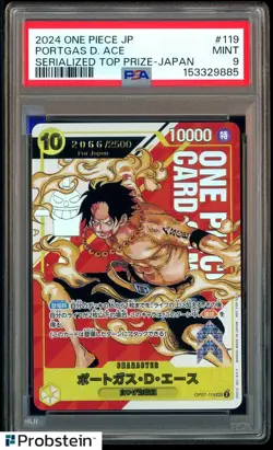 2024 One Piece JPN Serialized Top Prize Japan #119 Portgas D. Ace /2500 PSA 9 - Image 1