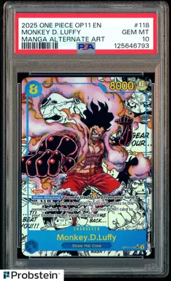 2025 One Piece OP11 EN Manga Alternate Art #118 Monkey D Luffy PSA 10 - Image 1