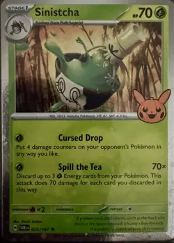 Pokemon - Sinistcha - Rare Cosmos Holo w/ Swirl - 022/167 - Trick or Trade 2024 - Image 1