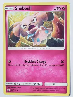 Snubbull 90/149 LP - B2G1F - Sun Moon Pokemon Card - Tomokazu Komiya Art - Image 1