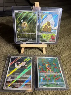 Pokemon TCG Paldean Fates 4-Card Full Art Holo Lot Feebas Alolan Dugtrio - Image 1