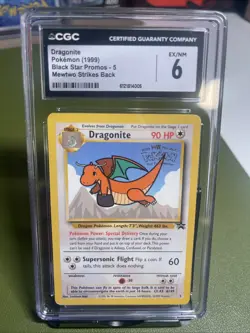 1999 Pokemon TCG Dragonite Blackstat Promo 5 Mewtwo Strikes Back CGC 6 EX/NM - Image 1
