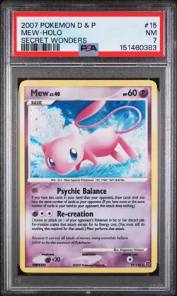 Pokemon Mew Secret Wonders Holo Rare #15 PSA 7 *TAIL SWIRL* - Image 1