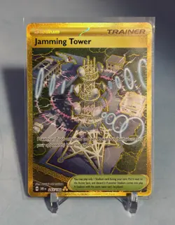 Pokemon Jamming Tower 243/182 Sv10: Destined Rivals Hyper Rare Full Art Gold NM - Image 1