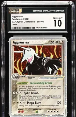 Aggron ex Holo #89/100 - Pokemon EX Crystal Guardians - CGC 10 Gem Mint Pop 18 - Image 1