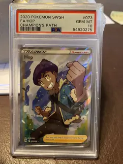 2020 Pokemon SWSH Champion's Path #073 Full Art Trainer Hop PSA 10 GEM MINT - Image 1