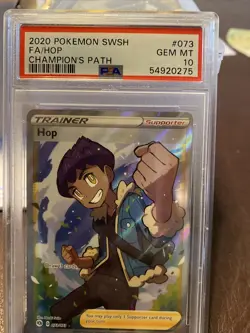 2020 Pokemon SWSH Champion's Path #073 Full Art Trainer Hop PSA 10 GEM MINT - Image 3
