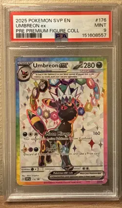 2025 POKEMON PRISMATIC EVOLUTIONS PREMIUM FIGURE COLLECTION UMBREON EX PSA 9 - Image 1