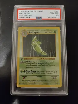 1999 POKEMON BASE SET 1ST EDITION #54 METAPOD PSA 10 GEM MINT SHADOWLESS - Image 1