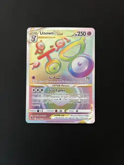 Unown VStar 199/195 Rainbow Secret Rare Silver Tempest Pokemon TCG NM Mint - Image 1