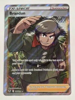 Brandon Full Art Trainer SWSH12: Silver Tempest 188/195 Pokemon TCG NM Supporter - Image 1
