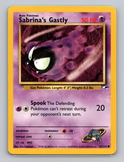 Sabrina's Gastly 93/132 Common Pokemon TCG WOTC Gym Heroes Light Play - Image 1