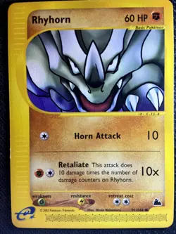 Rhyhorn 91/144 Skyridge Pokemon English Non Holo 2003 - Image 1