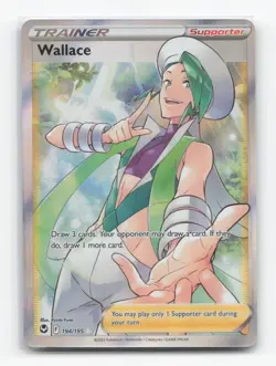 Pokemon TCG - Wallace 194/195 Near Mint Ultra Rare Silver Tempest Holo - Image 1